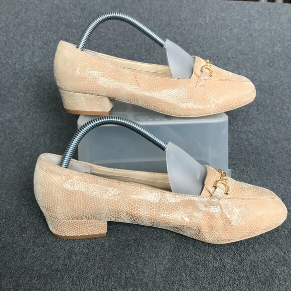 Ros Hommerson Taylor Nude Lizard Print Leather Loafers Womens Shoes Size 8.5 WW - Picture 5 of 13